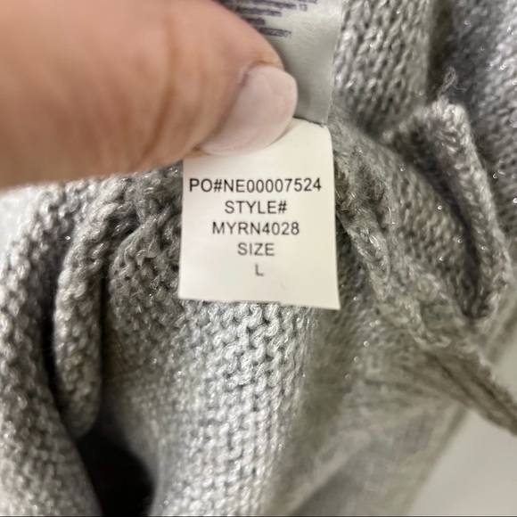 NYDJ Metallic Balloon Sleeve Sweater Heather Grey Size Large Ballet Neck - Picture 8 of 12